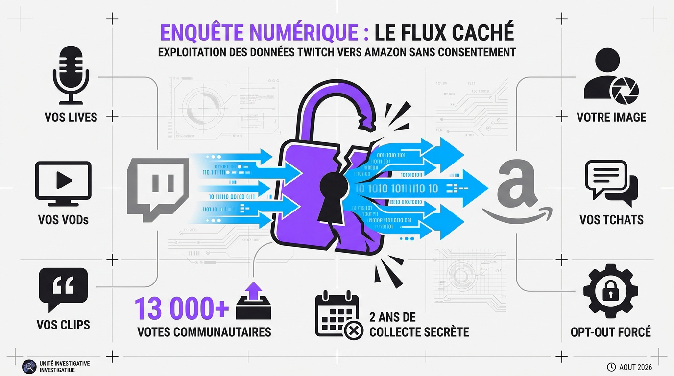 Illustration des flux de données Twitch vers les serveurs d'IA Amazon