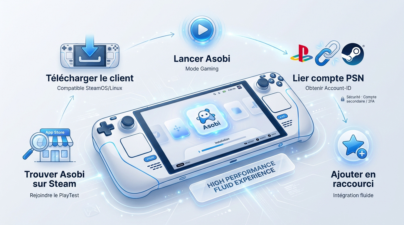 Guide d'installation de l'application Asobi sur Steam Deck pour le cloud streaming PS5
