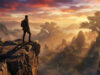 Witcher 3 Songs of the Past : l’ultime extension sortira en 2027 Un aventurier surplombant des ruines antiques baignées par la lumière dorée d'un coucher de soleil brumeux.
