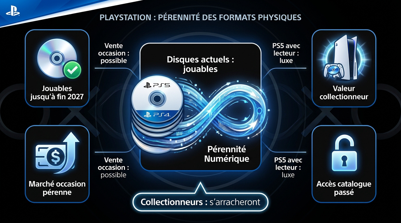 Jeux PlayStation PS4 et PS5 en format disque physique sur une étagère