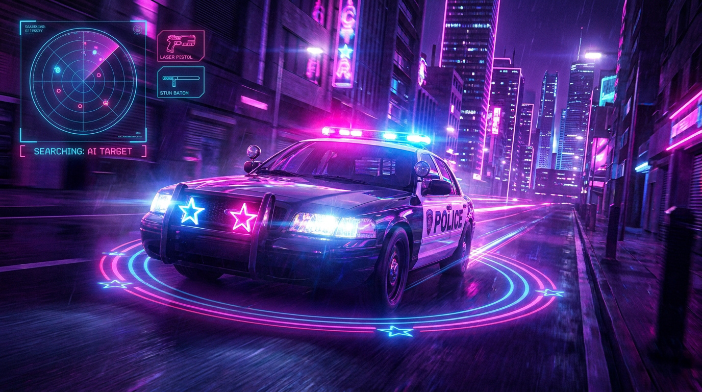 Poursuite policière nocturne sous les néons de Vice City dans GTA 6
