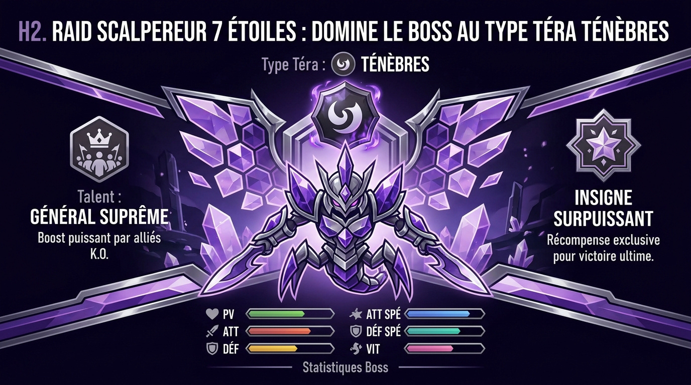 Combat de raid Téra 7 étoiles contre Scalpereur Ténèbres dans Pokémon Écarlate et Violet