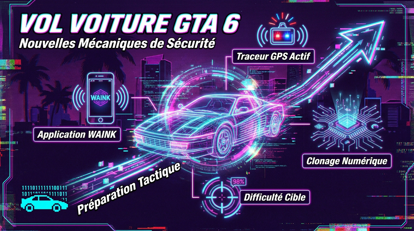 Illustration des nouvelles mécaniques de vol de voiture dans GTA 6 avec scanner numérique