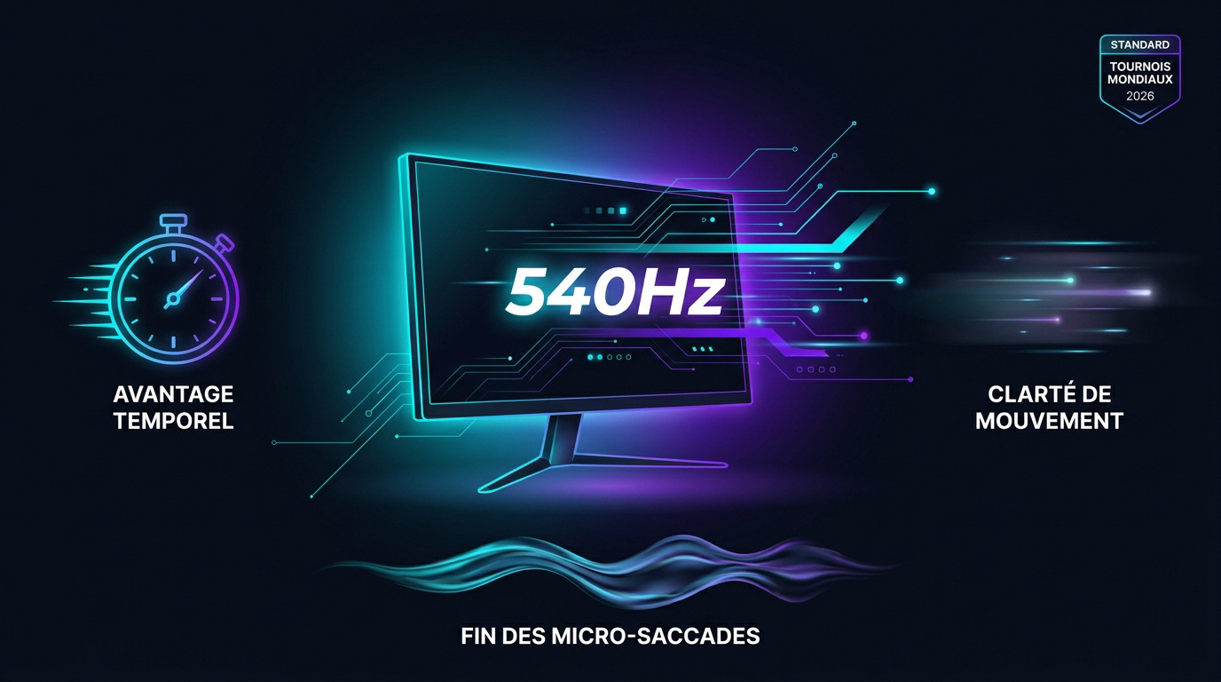 Moniteur esport 540Hz utilisé en tournoi professionnel 2026
