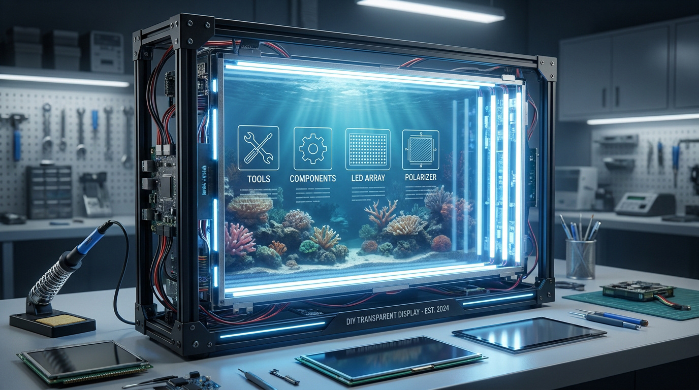 Installation d'un écran LCD transparent dans un boîtier PC avec éclairage RGB interne