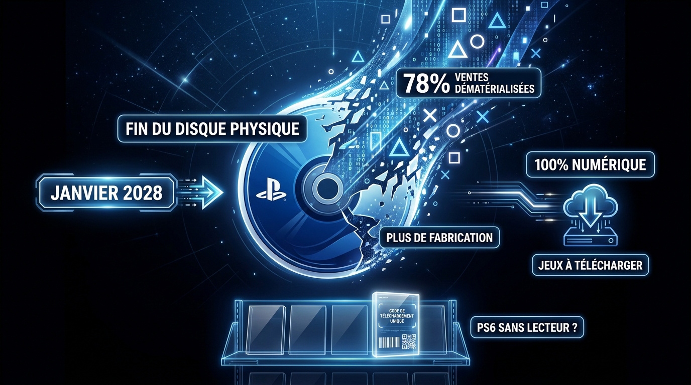Illustration de la transition numérique de PlayStation et fin des disques physiques