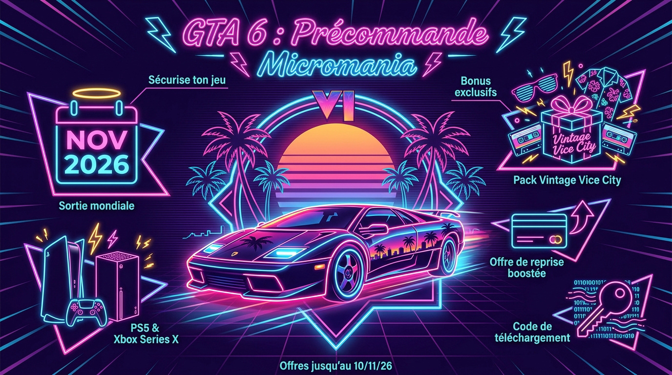 Bonus Pack Vintage Vice City pour la précommande de GTA 6 chez Micromania