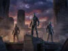 Apex Legends : tier list des meilleures légendes en saison 30 Trois personnages en armure futuriste se tiennent debout sur des ruines devant des gratte-ciels en ruine au crépuscule.
