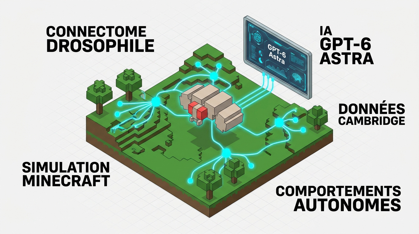 Simulation d'un connectome de mouche dans l'univers Minecraft via l'IA GPT-6 Astra