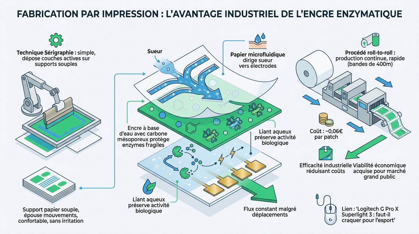 Processus d'impression d'encre enzymatique sur support papier flexible