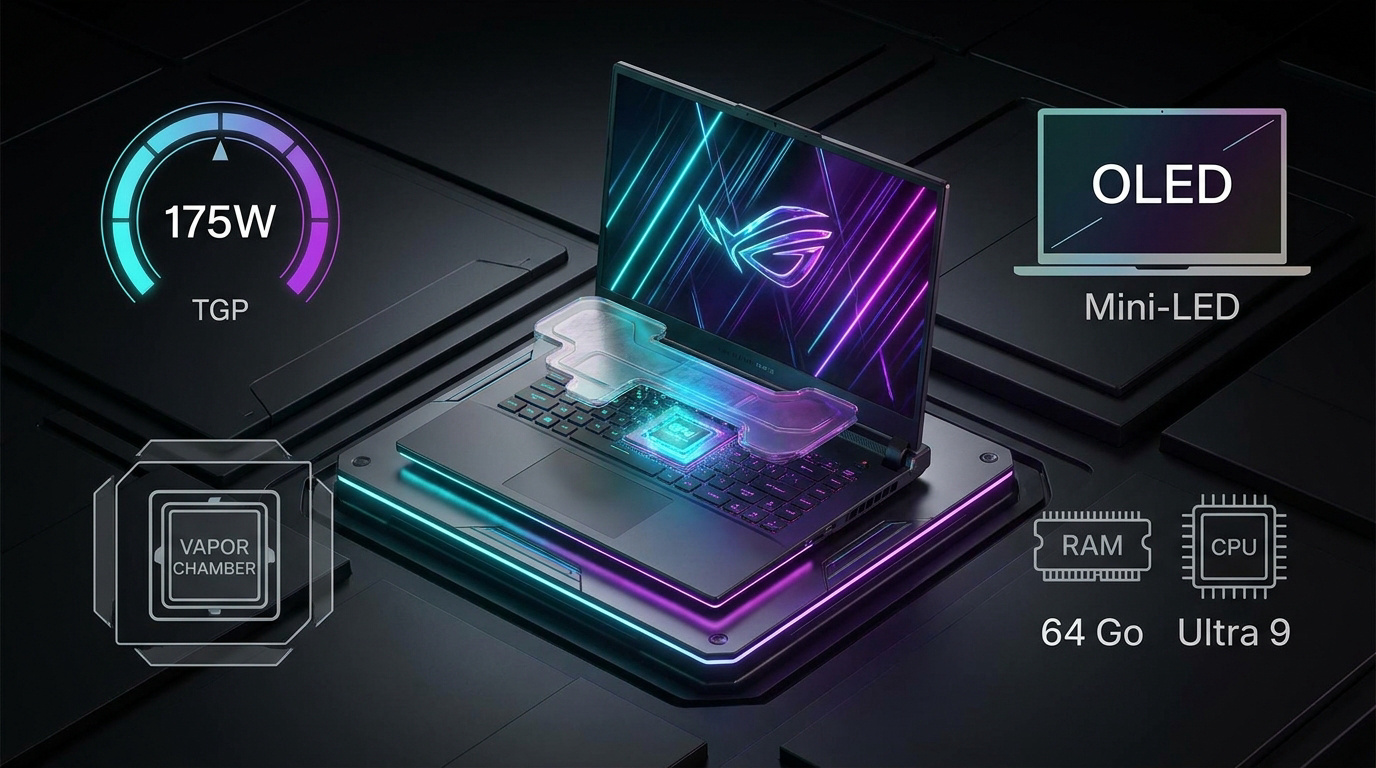 PC portable gaming haut de gamme avec GPU RTX 5090 et écran haute résolution