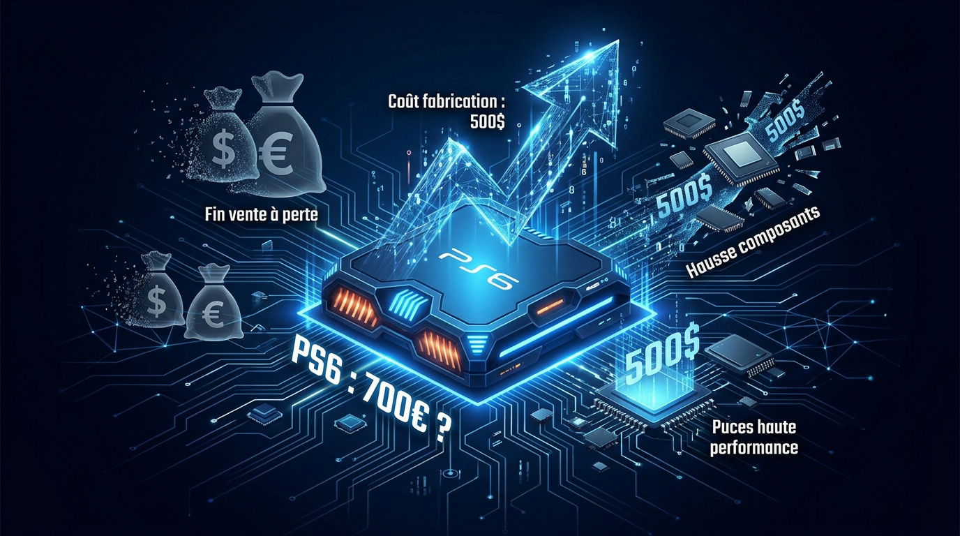 Graphique illustrant l'inflation des coûts de fabrication de la PS6 et des composants semi-conducteurs