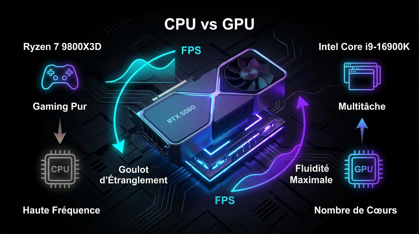 Comparaison des performances entre processeur et GPU RTX 5080