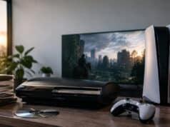 Des moddeurs font tourner les jeux PS3 sur PS5 jailbreakée Une console PS5 et une PS3 posées sur un bureau, avec un jeu rétro en cours de lecture sur l'écran en arrière-plan.