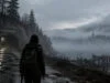 Pourquoi le survival horror fascine autant les joueurs Une personne avec un sac à dos regarde un tunnel sombre près d'un lac brumeux et d'un village lointain.