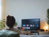Comment annuler un abonnement gaming facilement Une femme assise sur un canapé jouant à un jeu vidéo devant une télévision dans un salon confortable.