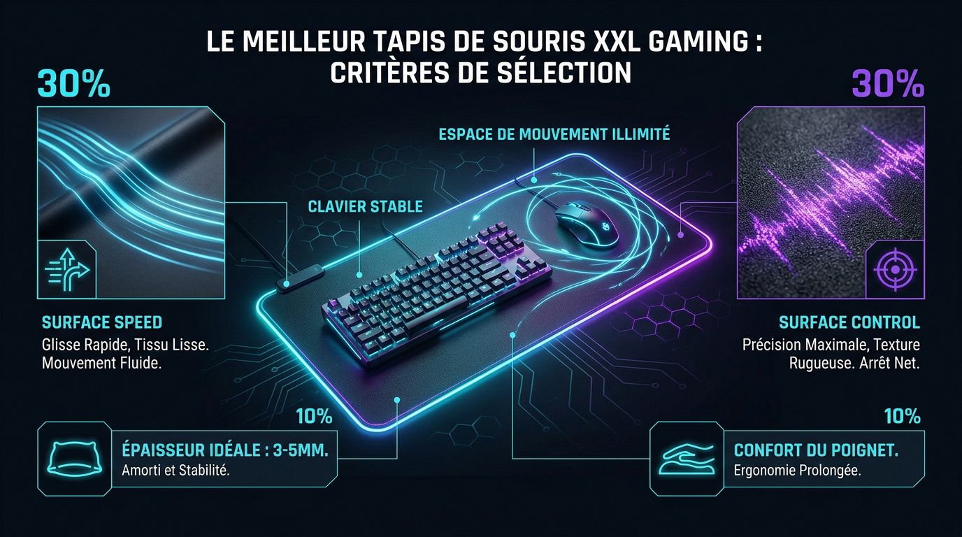 Critères de sélection pour choisir le meilleur tapis de souris XXL gaming