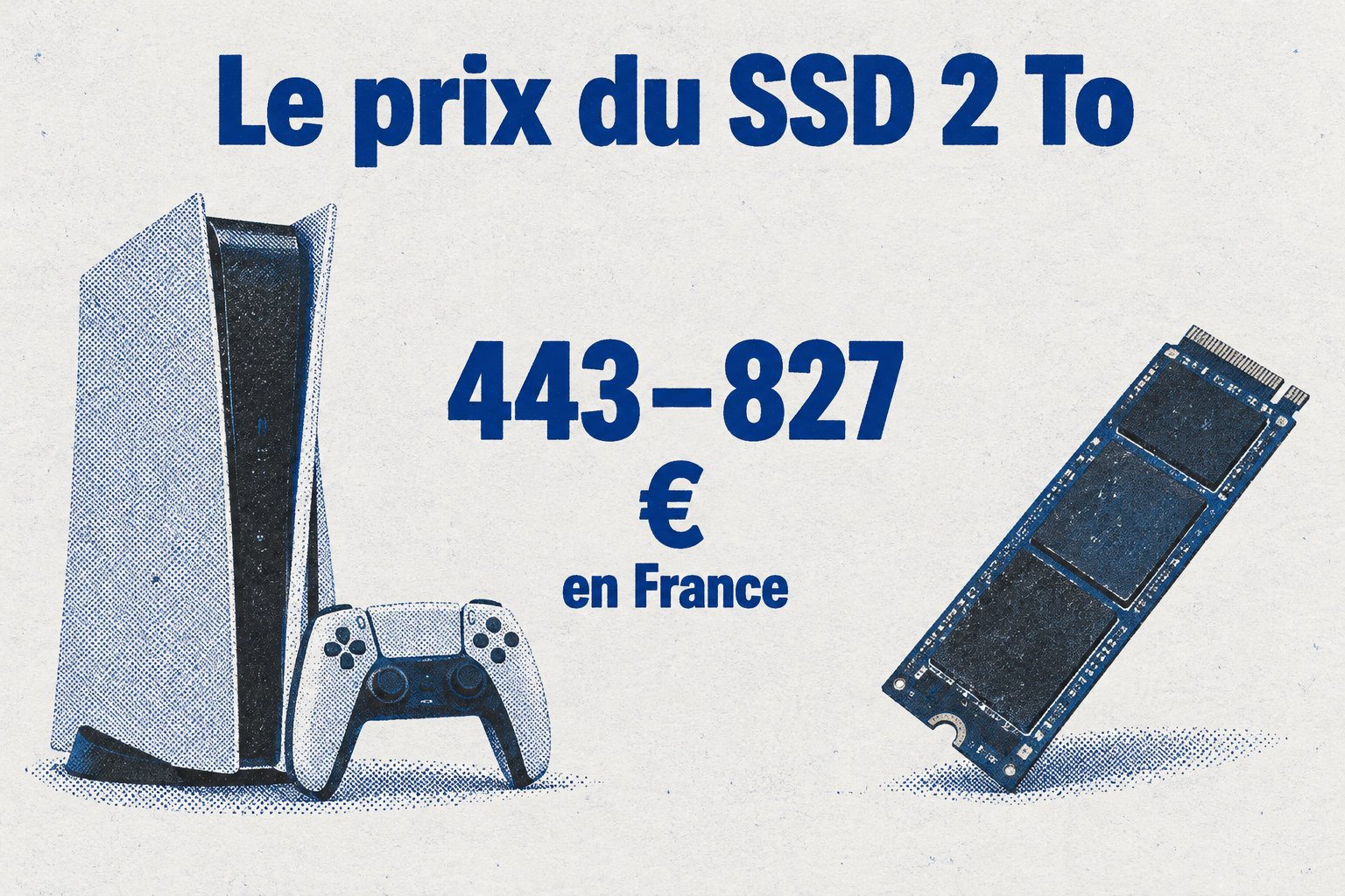En France, le prix du SSD de 2 To s’étend de 443 à 827 €.
