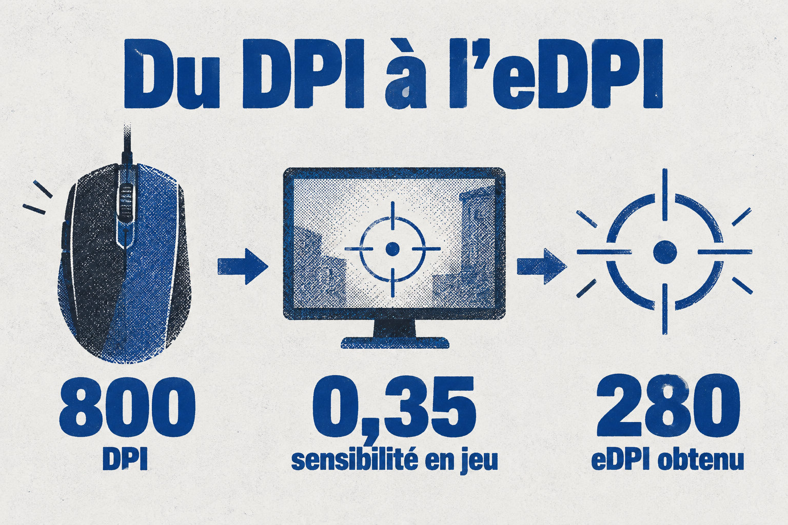 La chaîne montre que 800 DPI multipliés par une sensibilité en jeu de 0,35 donnent un eDPI de 280.