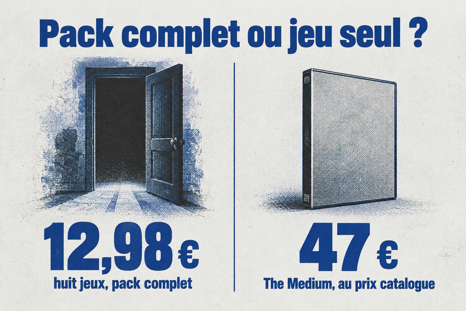 Le pack complet de huit jeux coûte 12,98 €, contre environ 47 € pour The Medium seul au prix catalogue.